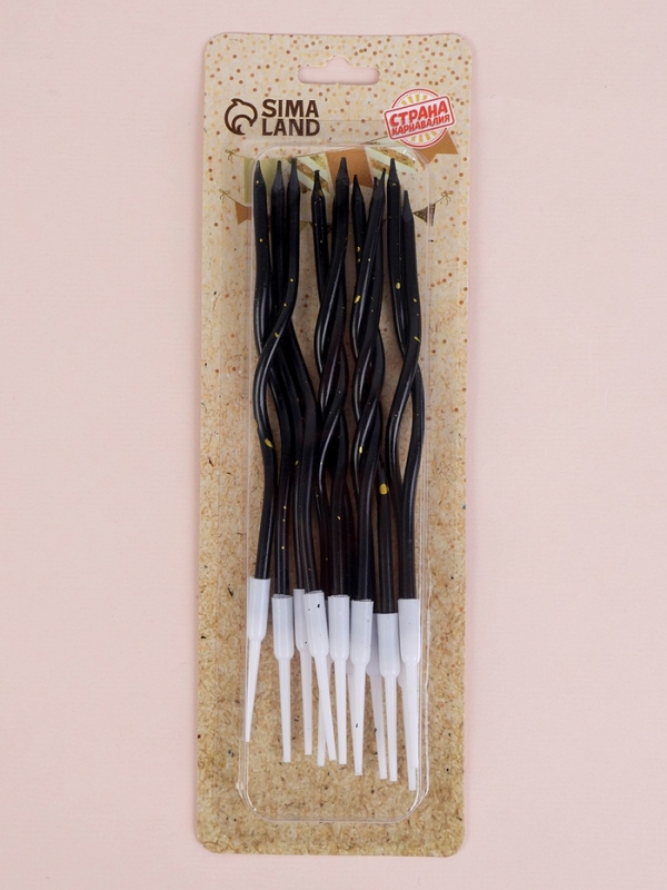 Свечи для торта Свечи для торта "Серпантин", 12 шт, черный с блёстками