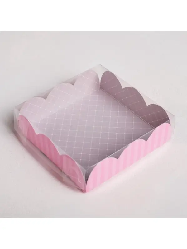 Коробка для печенья, кондитерская упаковка с пластиковой крышкой, &laquo;8 Марта&raquo;, 10.5&times;10.5&times;3 см