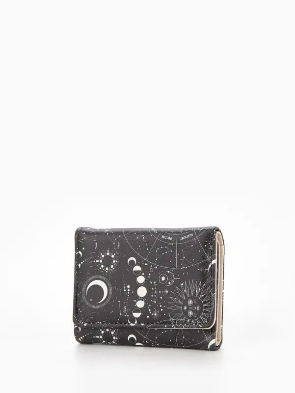 Кошелёк женский на кнопке, 10.5&times;2.5&times;8.5 см, чёрный/белый