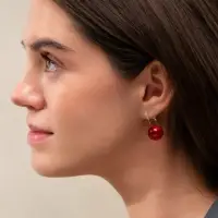 Серьги &laquo;Шар №14&raquo;, пластик, малиновые в золоте