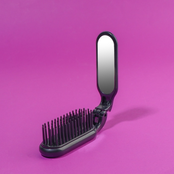 Расчёска массажная, складная, с зеркалом, 3 × 10 см, цвет чёрный Расчёска массажная, складная, с зеркалом, 3 × 10 см, цвет чёрный