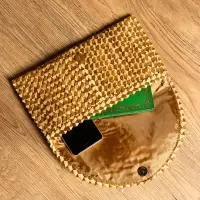 Сумка клатч плетёная из пальмового листа, 28×16×2 см, золотистая Сумка клатч плетёная из пальмового листа, 28×16×2 см, золотистая