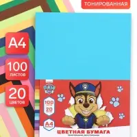 Бумага цветная тонированная, А4, 100 листов, 20 цветов, немелованная, двусторонняя, 80 г/м&sup2;, &laquo;Щенки&raquo;