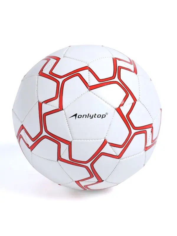 Футбольный мяч ONLYTOP, машинная сшивка, 32 панели, р. 5, PVC, резиновая камера, белый, красный
