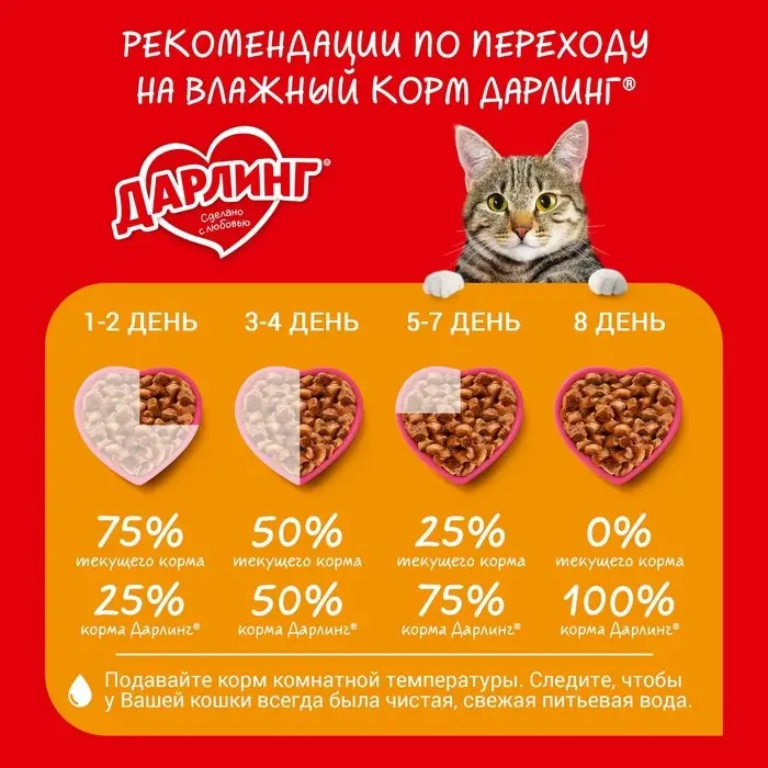 Влажный корм DARLING для кошек, курица в подливе, 75 г Влажный корм DARLING для кошек, курица в подливе, 75 г