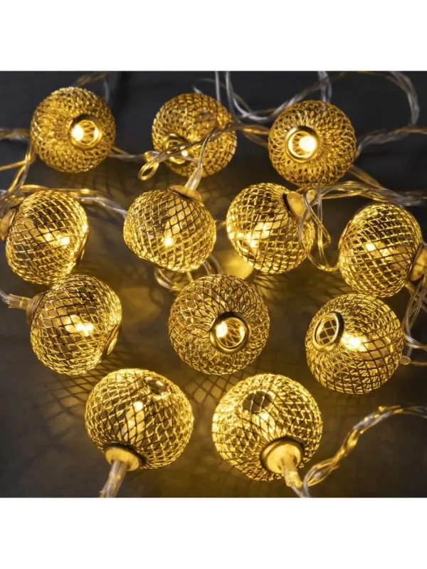 Гирлянда &laquo;Нить&raquo; 4 м с насадками &laquo;Шарик сетка&raquo;, IP20, прозрачная нить, 20 LED, свечение тёплое белое, 8 режимов, 220 В