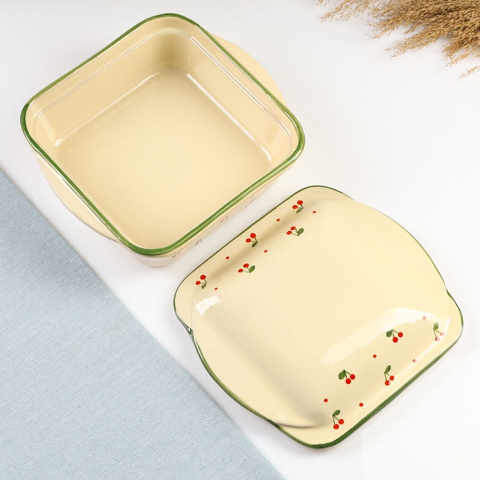 Емкость для запекания Емкость для запекания "Тетра с крышкой" 1,2л / 10х22х19,5см, кантри