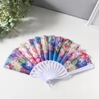 Веер складной &laquo;Пышные пионы и гортензии&raquo;, 22.5 см