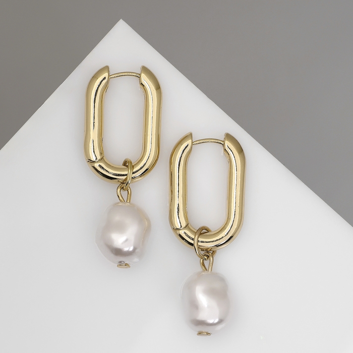 Серьги с жемчугом «Бусина» чувство нежности, цвет золото Серьги с жемчугом «Бусина» чувство нежности, цвет золото