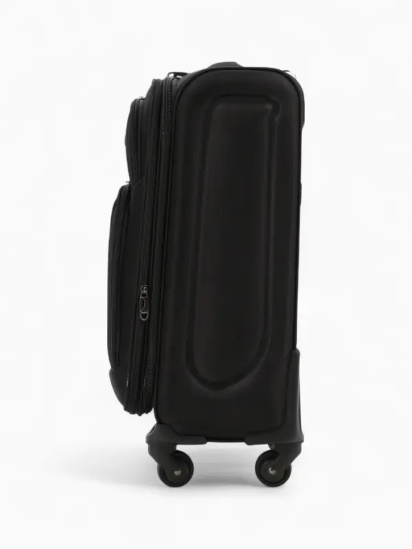 Чемодан 20 Чемодан 20", Текст, 37*23*54, отд на молнии, 2 нар/карм, увелич, код замок, 4 колеса, черный 10875