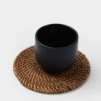 Салфетка сервировочная плетёная круглая, 15&times;15&times;0.5 см, ротанг