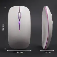 Мышь MB-2.4 беспроводная, оптическая, подсветка, 800-1600 dpi, USB, Bluetooth, серебристая