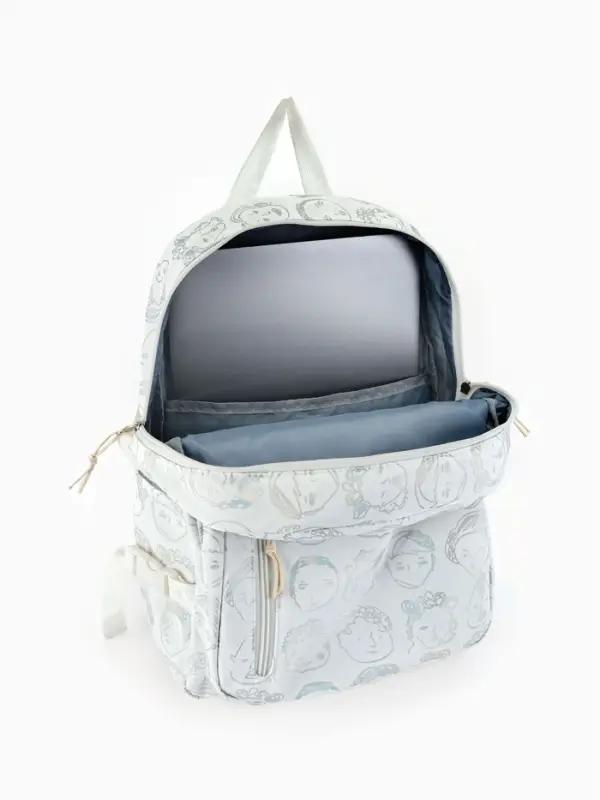 Рюкзак школьный на молнии, с карманами, с принтом, размер 29&times;11&times;40 см, белый