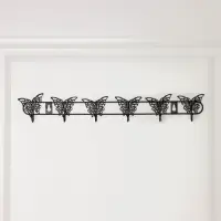 Вешалка настенная Доляна &laquo;Бабочки&raquo;, 6 крючков, 41.5&times;6&times;3.5 см, чёрная