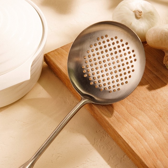 Шумовка из нержавеющей стали SLHome, «Рустик» 39×12,5 см, цвет серебряный Шумовка из нержавеющей стали SLHome, «Рустик» 39×12,5 см, цвет серебряный