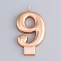 Свеча для торта &laquo;Европейская ГИГАНТ&raquo;, цифра 9, 7 см, розовое золото
