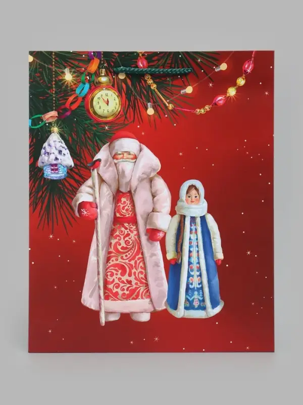 Пакет подарочный ламинированный &laquo;Дед Мороз и Снегурочка&raquo;, M 26&times;32&times;12 см