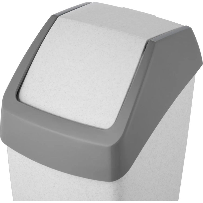 Ведро мусорное пластик 15л прям сер с черн крышк-маят мрамор 260х460х250мм