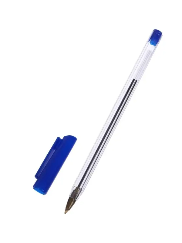 Набор шариковых ручек Calligrata, 3 штуки, синий стержень, узел 1.0 мм, прозрачный корпус с синим колпачком