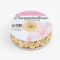 Лента фигурная &laquo;Ветви с цветами&raquo;, 20 мм, 9&plusmn;0.5 м, цвет золотой