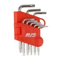 Набор ключей торцевых изогнутых TORX МИНИ с отверстием 8 предметов (T5-T20) AVS TXL-8H