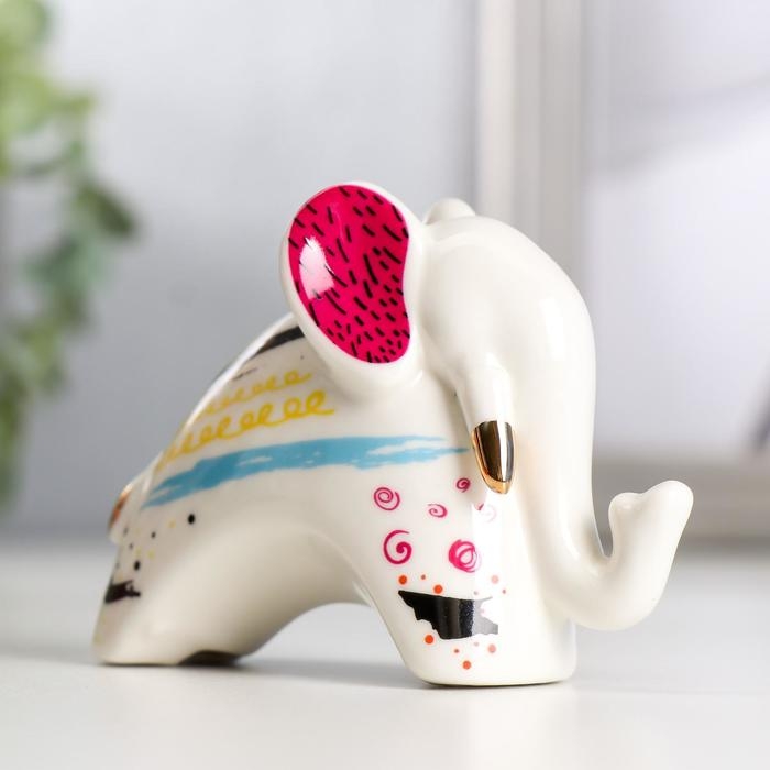 Сувенир керамика Сувенир керамика "Слонёнок с зигзагом на ушках" цветные пятнышки 7х4,2х9,8 см