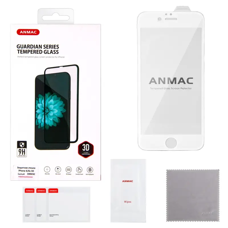 Защитное стекло для iPhone 6 3D ANMAC белое Арт. 1137117