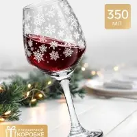 Бокал для вина &laquo;Снежинки&raquo;, 350 мл