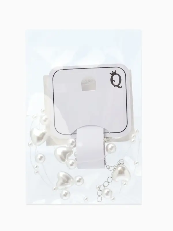 Браслет на леске &laquo;Жемчуг. Сердце&raquo;, L=16 см, бусины №4, 6, белый в серебре