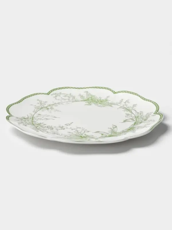 Тарелка обеденная WY Bloomware. d=27 см, фарфор, белая, зелёная
