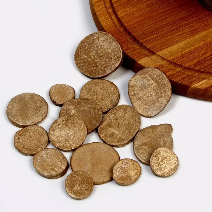 Декор из дерева «Спилы» золото, набор 55 г, размер от 2 до 10 см