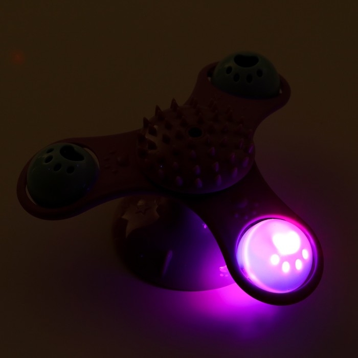 Игрушка-вертушка на присоске для кошек, 3 отсека с бубенчиками, микс цветов Игрушка-вертушка на присоске для кошек, 3 отсека с бубенчиками, микс цветов