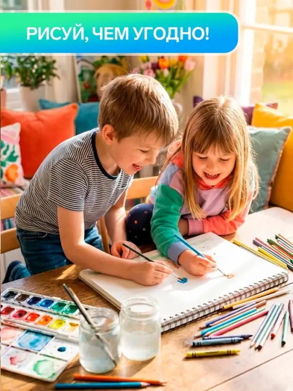 Альбом для рисования Hatber &laquo;Ассорти&raquo; А4, 48 листов, на скрепке, плотность листов 100 г/м&sup2;, обложка из мелованного картона, МИКС