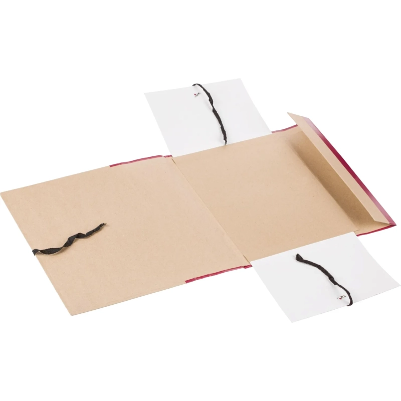 Папка архивная 120мм крафт/бумвинил 4 завязки, бордовая