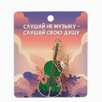 Брошь &laquo;Скрипка с бабочкой&raquo;, синяя, зелёный в золоте