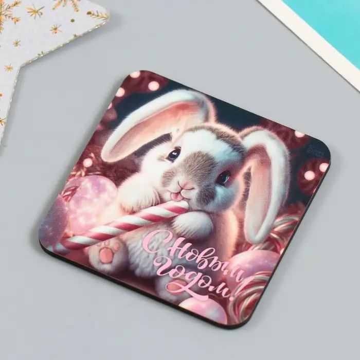 Магнит на холодильник «Зверята», дерево, 7×7 см, 5 видов, МИКС