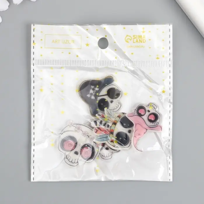 Декор для творчества акрил "Весёлый череп" МИКС 3,4х3,1 см