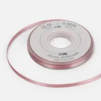 Лента атласная TEIRA, двухсторонняя, 6 мм, 25&plusmn;1 м, розовая №164
