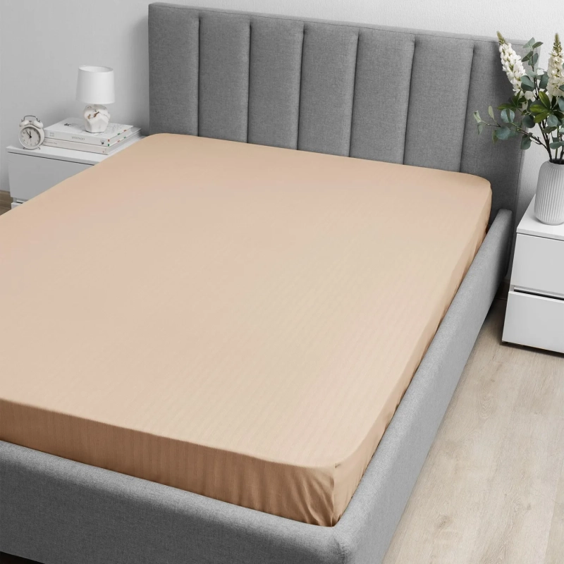 Простыня 2сп 200х220 см, страйп-дизайн, 105г/м2, Coffee cream 789230