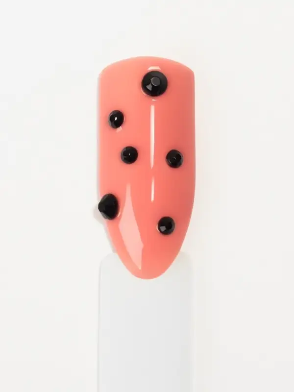 Стразы для декора, круглые, разноразмерные, чёрные