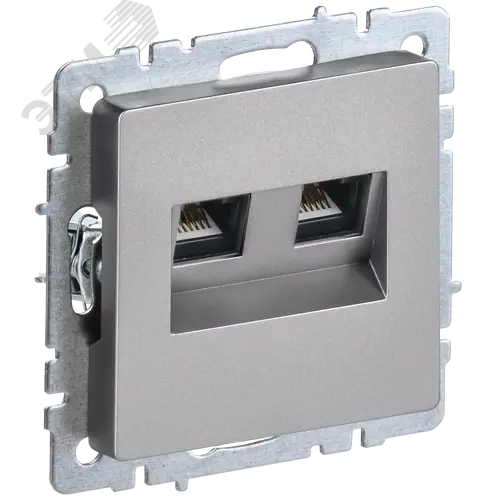 BRITE Розетка компьютерная двойная RJ45 кат.5E РК10-2-БрС сталь