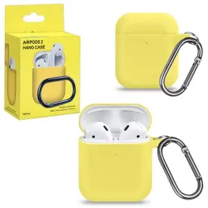 Чехол для AirPods 1/2 с карабином №14 Yellow
