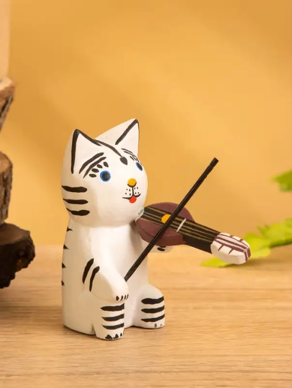 Сувенир «Кот скрипач», 3.5×8×8 см, дерево, белый