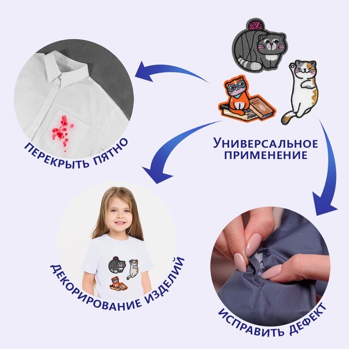 Набор термоаппликаций «Котики», 3 шт Набор термоаппликаций «Котики», 3 шт