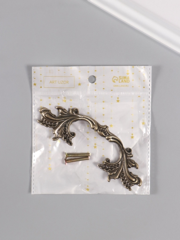 Ручка для шкатулки металл Ручка для шкатулки металл "Растительная ветвь" бронза 12,8х4 см