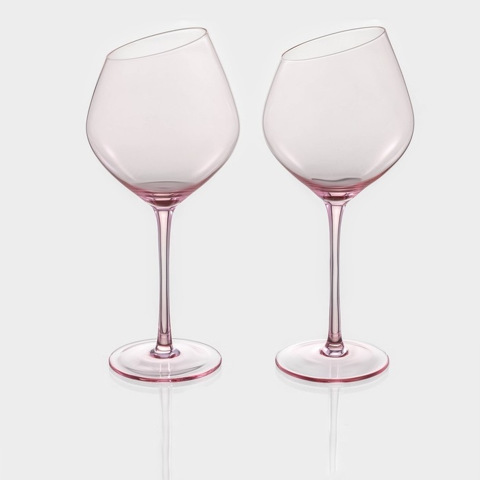Набор бокалов из стекла для вина Magistro «Иллюзия», 550 мл, 10×24 см, 2 шт, цвет розовый Набор бокалов из стекла для вина Magistro «Иллюзия», 550 мл, 10×24 см, 2 шт, цвет розовый