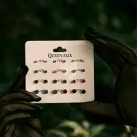 Серьги пусеты 12 пар &laquo;Фантазия&raquo;, маленькие d=3-6 мм, цветные в золоте