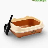 Туалет, 36&times;28&times;14 см, с боковым входом, бортами и совком, коричневый