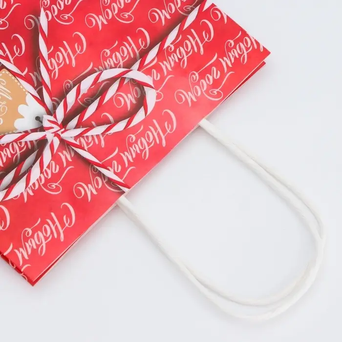 Пакет бумажный подарочный новогодний крафт Пакет бумажный подарочный новогодний крафт "Подарок 18×8×25 см