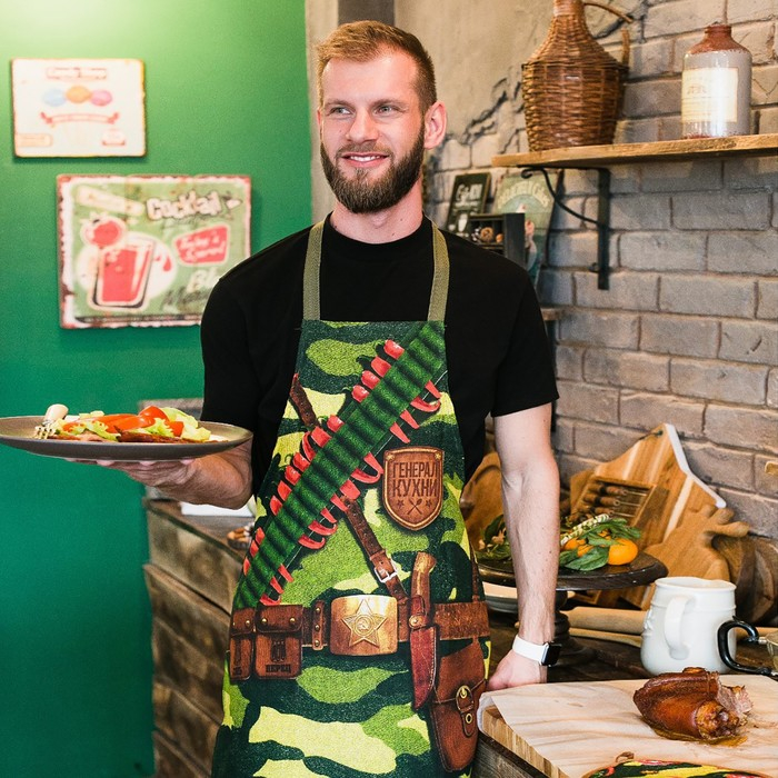 Фартук Фартук "Доляна" Генерал кухни, 60х70 см, 100% хлопок, рогожка